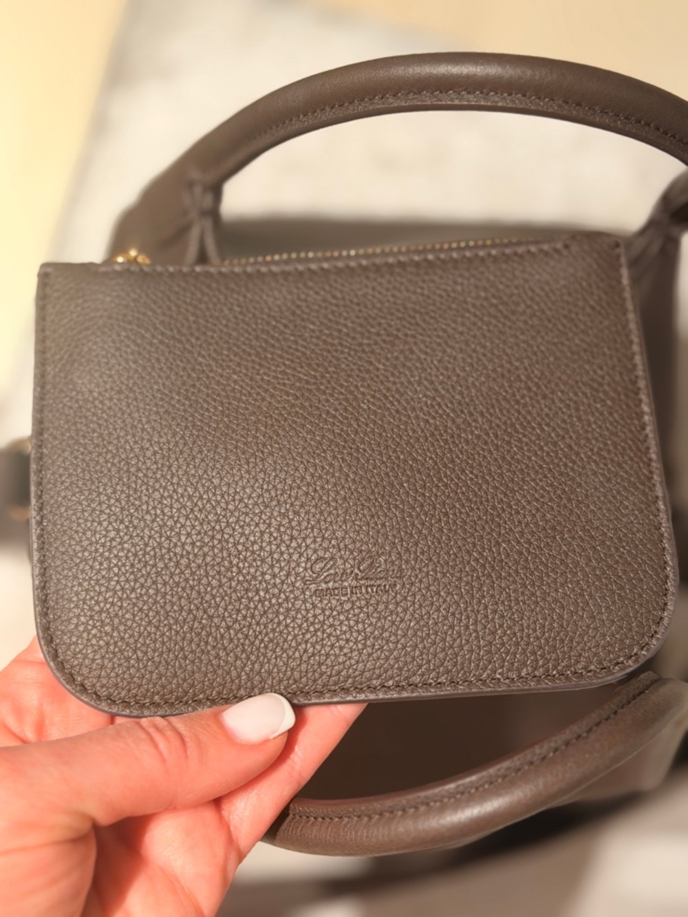 Loro Piana Dark Brown Small Bale Calf Leather Tote/Crossbody detachable wallet - Picture 3 of 13